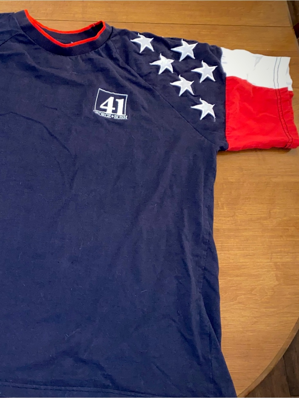 Rock Point Freedom Tee President 41 George Bush Patriotic Embroidered Flag